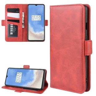 For OnePlus 7T Dual-side Magnetic Buckle Horizontal Flip Leather Case with Holder & Card Slots & Wallet & Photo Frame(Red)