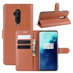 For OnePlus 7T Pro Litchi Texture Horizontal Flip Leather Case with Wallet & Holder & Card Slots(Brown)