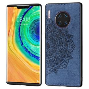 For Huawei Mate 30 Pro  Embossed Mandala Pattern PC + TPU + Fabric Phone Case with Lanyard & Magnetic(Blue)