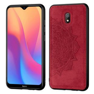 For Xiaomi Redmi 8A  Embossed Mandala Pattern PC + TPU + Fabric Phone Case with Lanyard & Magnetic(Red)