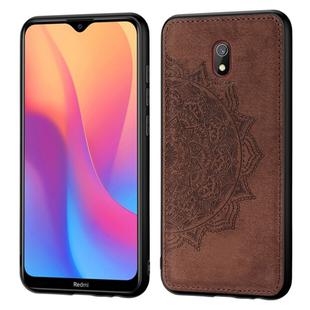 For Xiaomi Redmi 8A  Embossed Mandala Pattern PC + TPU + Fabric Phone Case with Lanyard & Magnetic(Brown)