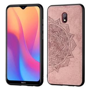 For Xiaomi Redmi 8A  Embossed Mandala Pattern PC + TPU + Fabric Phone Case with Lanyard & Magnetic(Rose Gold)