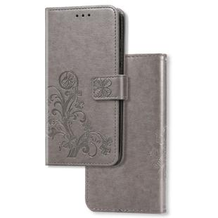 For Xiaomi 9 Pro   Lucky Clover Pressed Flowers Pattern Leather Case with Holder & Card Slots & Wallet & Hand Strap(Gray)