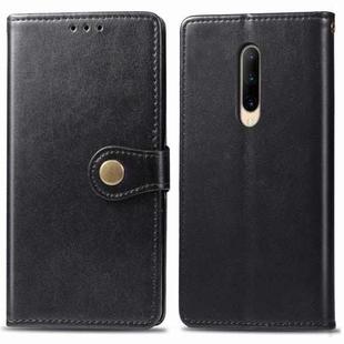 For OnePlus 7 Pro  Retro Solid Color Leather Buckle Mobile Phone Protection Leather Case with Photo Frame & Card Slot & Wallet & Bracket Function(Black)