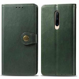 For OnePlus 7 Pro  Retro Solid Color Leather Buckle Mobile Phone Protection Leather Case with Photo Frame & Card Slot & Wallet & Bracket Function(Green)