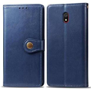 For Xiaomi Redmi 8A  Retro Solid Color Leather Buckle Mobile Phone Protection Leather Case with Photo Frame & Card Slot & Wallet & Bracket Function(Blue)