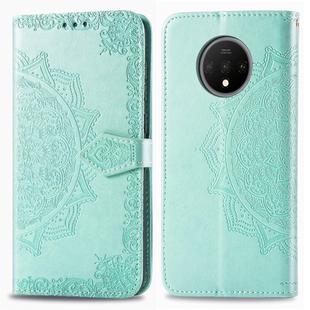 For One Plus 7T    Halfway Mandala Embossing Pattern Horizontal Flip Leather Case with Holder & Card Slots & Wallet & Photo Frame & Lanyard(Green)