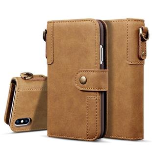 For iPhone XR Cowhide Texture Horizontal Flip Leather Case with Holder & Card Slots & Wallet & Lanyard(Brown)