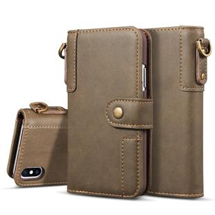 For iPhone XR Cowhide Texture Horizontal Flip Leather Case with Holder & Card Slots & Wallet & Lanyard(Coffe)