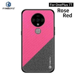 For Oneplus 7T PINWUYO Rong Series  Shockproof PC + TPU+ Chemical Fiber Cloth Protective Cover(Red)