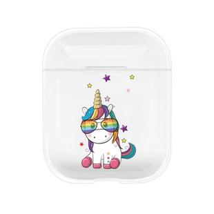For Apple AirPods 1 / 2 Fashion Transparent Silicone TPU Bluetooth Earphone Protective Case(Spectacle Unicorn)
