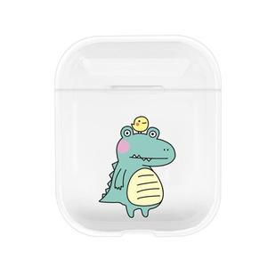 For Apple AirPods 1 / 2 Fashion Transparent Silicone TPU Bluetooth Earphone Protective Case(Bird Dinosaurs)