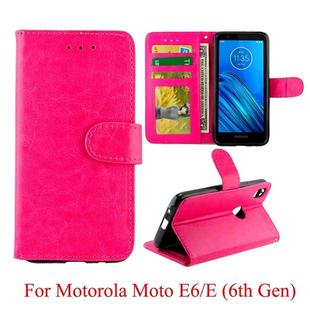 For Motorola Moto E6 Crazy Horse Texture Horizontal Flip Leather Case with Holder & Card Slots & Wallet & Photo Frame(Magenta)