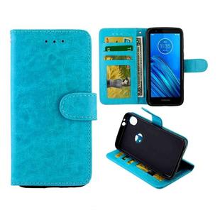 For Motorola Moto E6 Crazy Horse Texture Horizontal Flip Leather Case with Holder & Card Slots & Wallet & Photo Frame(Baby Blue)