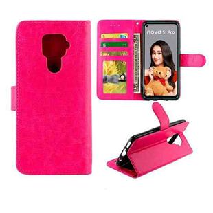 For Huawei Nova 5i Pro Crazy Horse Texture Horizontal Flip Leather Case with Holder & Card Slots & Wallet & Photo Frame(Magenta)