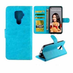 For Huawei Nova 5i Pro Crazy Horse Texture Horizontal Flip Leather Case with Holder & Card Slots & Wallet & Photo Frame(Baby Blue)