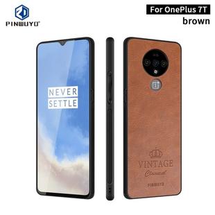 For Oneplus 7T PINWUYO Pin Rui Series Classical Leather, PC + TPU + PU Leather Waterproof And Anti-fall All-inclusive Protective Shell(Brown)