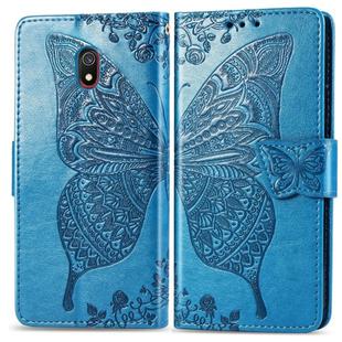 For Xiaomi Redmi 8A   Butterfly Love Flower Embossed Horizontal Flip Leather Case with Bracket Lanyard Card Slot Wallet(Blue)