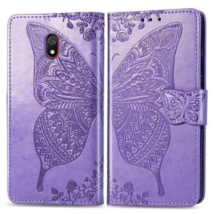 For Xiaomi Redmi 8A   Butterfly Love Flower Embossed Horizontal Flip Leather Case with Bracket Lanyard Card Slot Wallet(Light Purple)