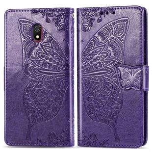For Xiaomi Redmi 8A   Butterfly Love Flower Embossed Horizontal Flip Leather Case with Bracket Lanyard Card Slot Wallet(Dark Purple)