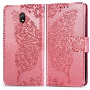 For Xiaomi Redmi 8A   Butterfly Love Flower Embossed Horizontal Flip Leather Case with Bracket Lanyard Card Slot Wallet(Pink)