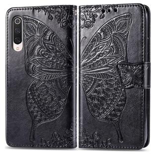 For Xiaomi 9 Pro   Butterfly Love Flower Embossed Horizontal Flip Leather Case with Bracket Lanyard Card Slot Wallet(Black)