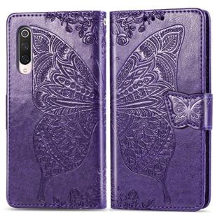 For Xiaomi 9 Pro   Butterfly Love Flower Embossed Horizontal Flip Leather Case with Bracket Lanyard Card Slot Wallet(Dark Purple)