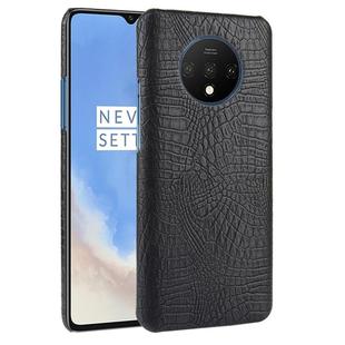 For OnePlus 7T  Shockproof Crocodile Texture PC + PU Case(Black)