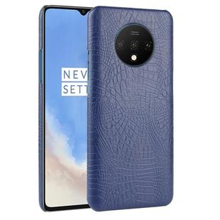 For OnePlus 7T  Shockproof Crocodile Texture PC + PU Case(Blue)