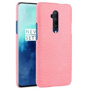 For OnePlus 7T Pro  Shockproof Crocodile Texture PC + PU Case(Pink)
