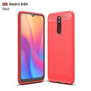 For Xiaomi Redmi 8  Brushed Texture Carbon Fiber TPU Case(Red)