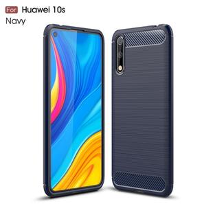 For Huawei Enjoy 10s Brushed Texture Carbon Fiber TPU Case(Navy Blue)