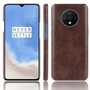 For OnePlus 7T Shockproof Litchi Texture PC + PU Case(Brown)