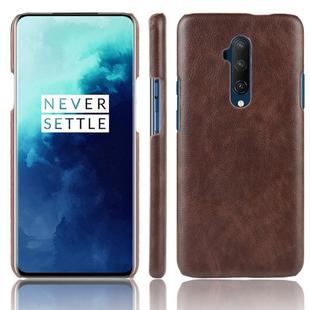 For OnePlus 7T Pro Shockproof Litchi Texture PC + PU Case(Brown)