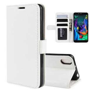 For LG K20 (2019) R64 Texture Single Fold Horizontal Flip Leather Case with Holder & Card Slots & Wallet(White)