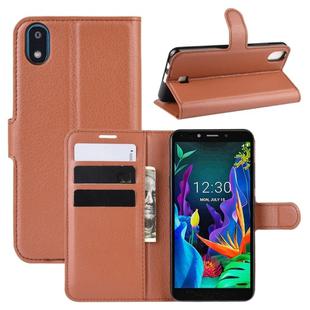 For LG K20 (2019)   Litchi Texture Horizontal Flip Leather Case with Wallet & Holder & Card Slots(Brown)