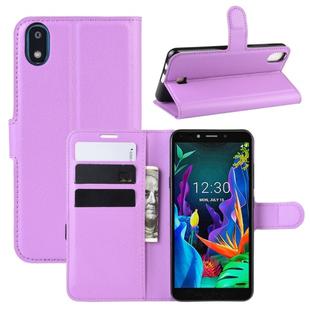 For LG K20 (2019)   Litchi Texture Horizontal Flip Leather Case with Wallet & Holder & Card Slots(Purple)