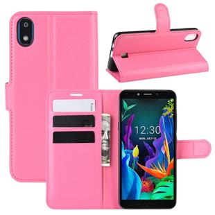 For LG K20 (2019)   Litchi Texture Horizontal Flip Leather Case with Wallet & Holder & Card Slots(Rose red)