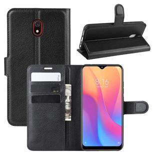 For Xiaomi Redmi 8A Litchi Texture Horizontal Flip Leather Case with Wallet & Holder & Card Slots(Black)