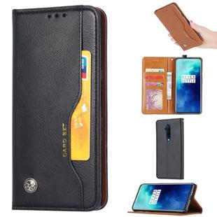 For OnePlus 7T  Pro Knead Skin Texture Horizontal Flip Leather Case with Photo Frame & Holder & Card Slots & Wallet(Black)