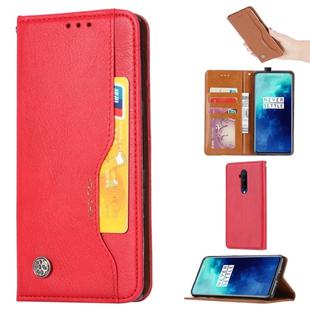 For OnePlus 7T  Pro Knead Skin Texture Horizontal Flip Leather Case with Photo Frame & Holder & Card Slots & Wallet(Red)