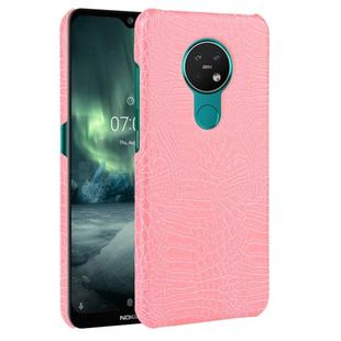 For Nokia 7.2 / 6.2 Shockproof Crocodile Texture PC + PU Case(Pink)