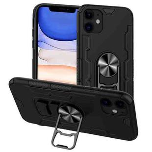 For iPhone 11 Bear Case Style TPU + PC + Metal Rotating Support 3-in-1 Fall Proof Protective Shell(Black)