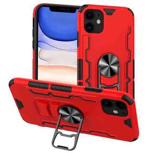 For iPhone 11 Bear Case Style TPU + PC + Metal Rotating Support 3-in-1 Fall Proof Protective Shell(Red)