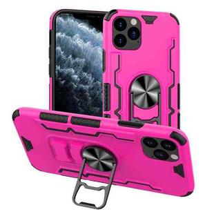 For iPhone 11 Pro Bear Case Style TPU + PC + Metal Rotating Support 3-in-1 Fall Proof Protective Shell(Rose Pink)