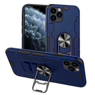 For iPhone 11 Pro Bear Case Style TPU + PC + Metal Rotating Support 3-in-1 Fall Proof Protective Shell(Deep Blue)