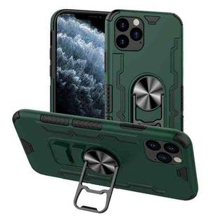 For iPhone 11 Pro Bear Case Style TPU + PC + Metal Rotating Support 3-in-1 Fall Proof Protective Shell(Olive Color)