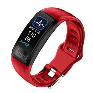 P12 0.96inch TFT Color Screen Smart Watch IP67 Waterproof,Support Call Reminder /Heart Rate Monitoring/Blood Pressure Monitoring/ECG Monitoring(Red)