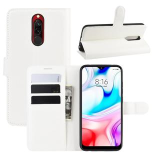 For Xiaomi Redmi 8 Litchi Texture Horizontal Flip Leather Case with Wallet & Holder & Card Slots(White)
