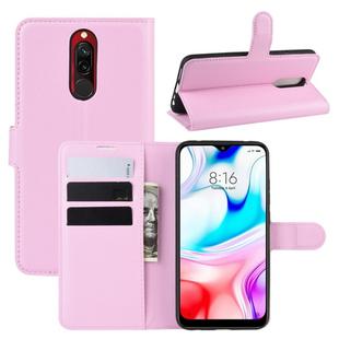For Xiaomi Redmi 8 Litchi Texture Horizontal Flip Leather Case with Wallet & Holder & Card Slots(Pink)